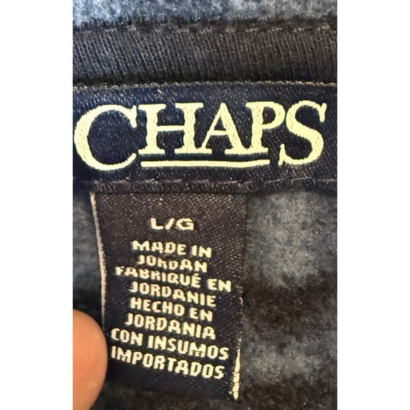 Chaps Fleece Vest Aztec Print Full Zip Sleeveless Jacket Blue Black Size Large - Picture 4 of 4